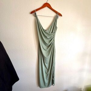 SHEIN Ribbed Green Dress